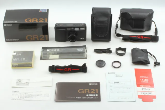 LCD Works [ Top Mint in Box Case Hood Strap ] Ricoh GR-21 Film Camera From JAPAN