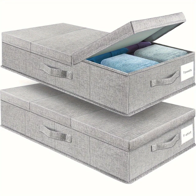 2pcs Foldable Quilt Storage Bag Under Bed, Dustproof Clothes Storage Organizing
