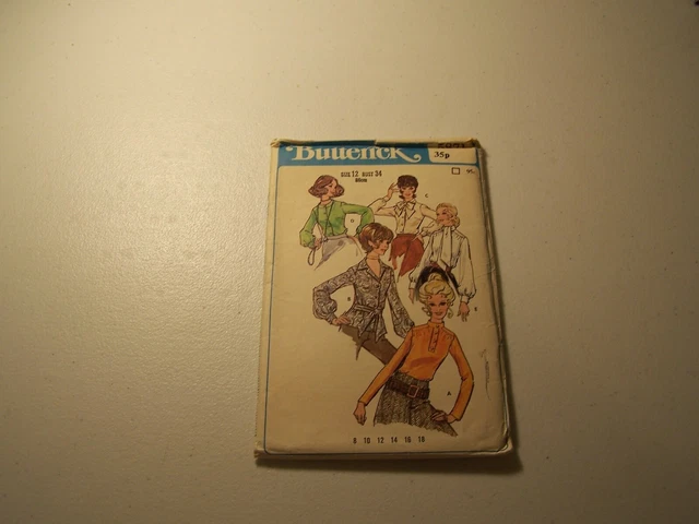 5871  Butterick SEWING Pattern Misses Loose Fitting Front Button Blouse Size 12