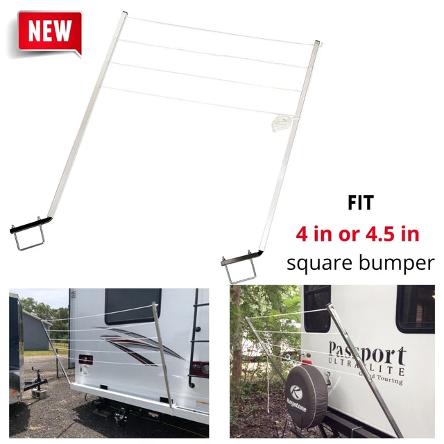 PORTABLE CLOTHESLINE FOR Travel Camper RV Bumper Mount Clothes Drying