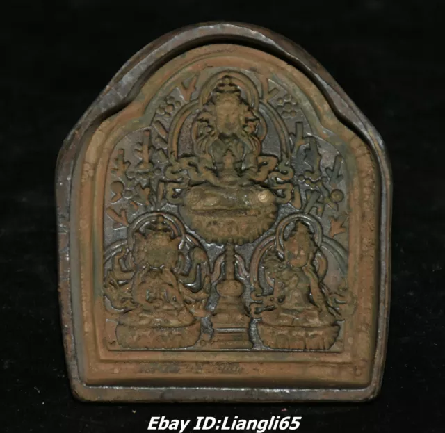 3 "Alter Tibet Bronze Buddhismus Amitayus Langlebigkeit Gott Göttin Schreine ste