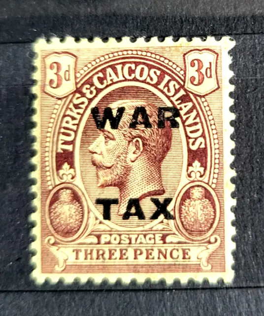 British Territory Turks & Caicos Islands Stamp o/print War Tax George V , MH*