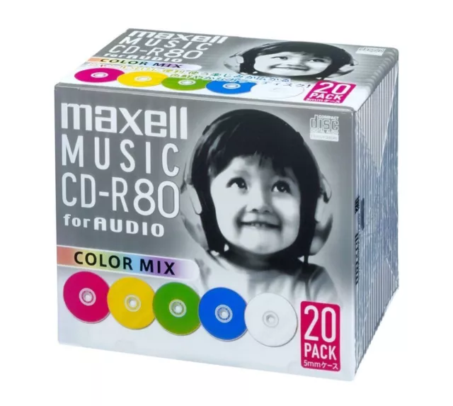 Maxell Music CD-R 80 for Audio Color Mix 20 Pack