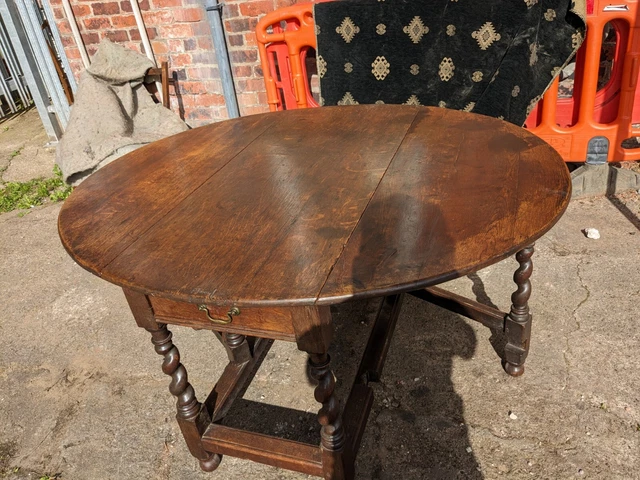 Antique Oak Oval Barley twist Gateleg Table