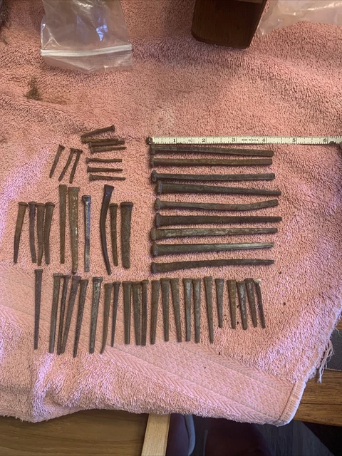Vintage Antique Lot Square Cut Straight Nails Square Head