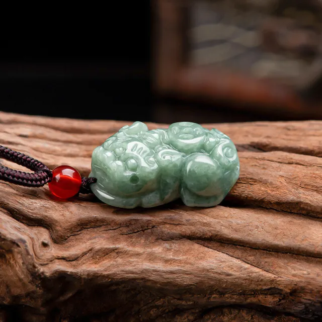 Burmese Jadeite Pixiu Pendant Necklace Jade Charms Jewelry Natural Real Green