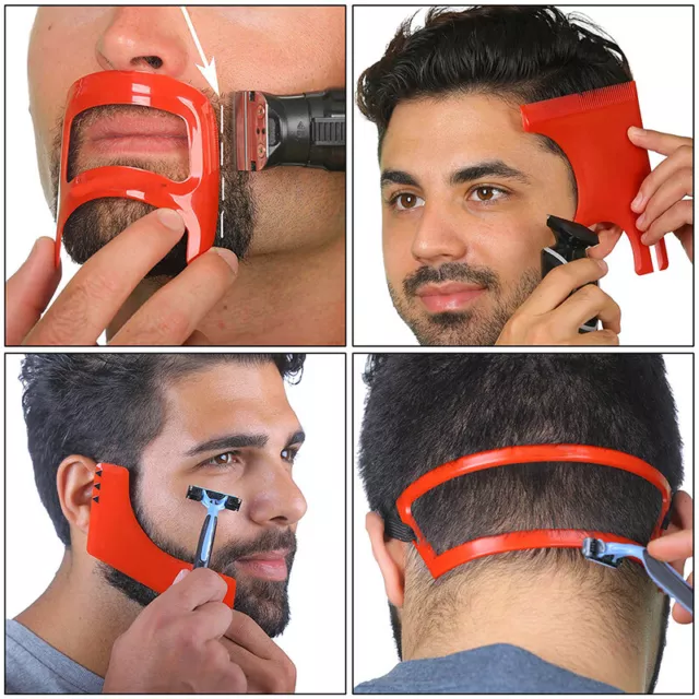 2/3/4Pcs Men Beard Hair Goatee Neckline Shaving Template Guide Haircut Kit DDEO