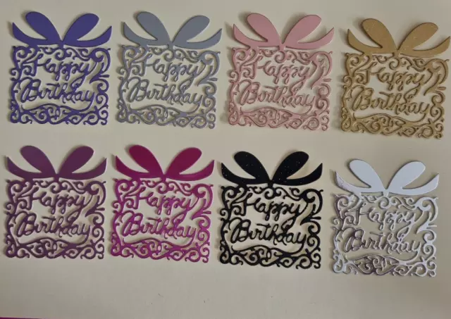 Craft Room Clearout,8 Happy Birthday/Gift Box Die Cut Card Toppers (Set 1)