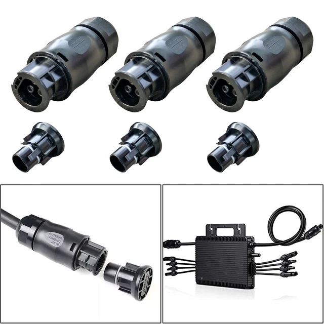 FOR SINGLE PHASE Microinverter Connector Female Male Replacement 3-Pin ...