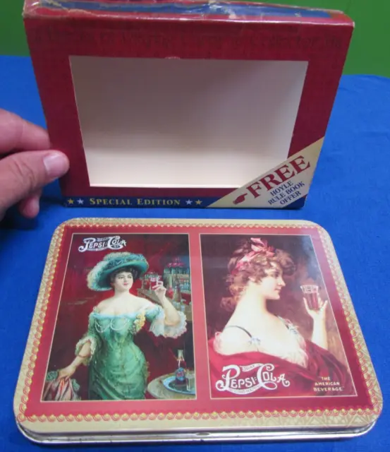 2 DECKS OF Hoyle Pepsi Cola Nostalgic Special Edition PLAYING CARDS IN TIN (NEW)
