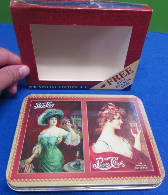 2 DECKS OF Hoyle Pepsi Cola Nostalgic Special Edition PLAYING CARDS IN TIN (NEW)