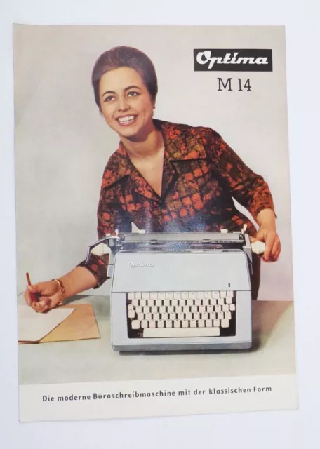 Folleto Optima M14 Oficina Máquina de Escribir DDR 1962