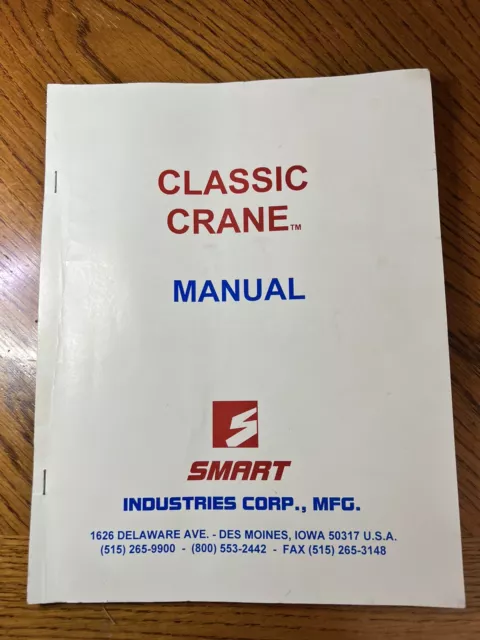 *** Smart Classic Crane Redemption Arcade Game Manual Service Guide Coin-op ***