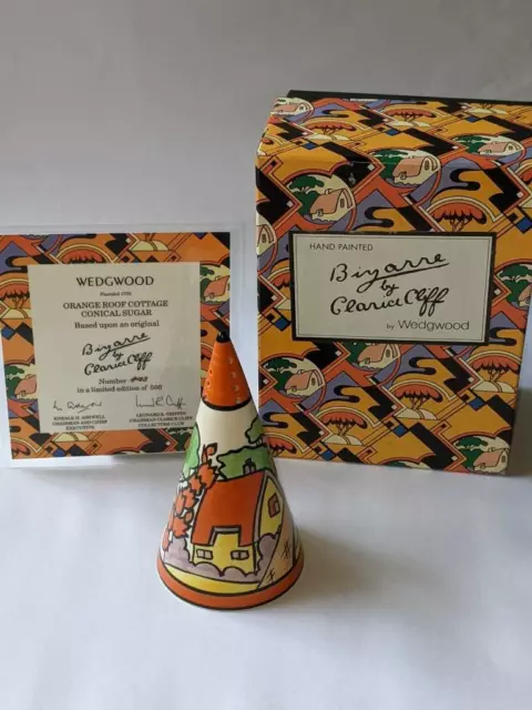 Clarice Cliff Orange Roof Cottage Wedgwood Conical Sugar Sifter!!