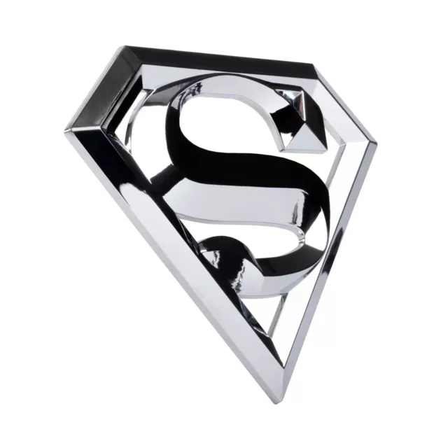 Superman Chrome Car Emblem Badge - Man Of Steel 3D Auto Sticker - 4.2" x 3"