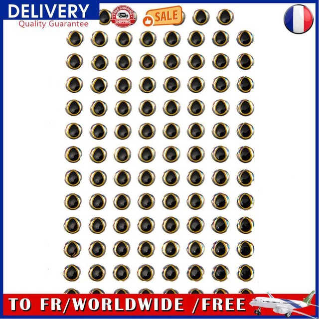 100pcs 3D Holographic Fishing Lure Eyes Fly Tying Bait Eye Tackle (Silver)