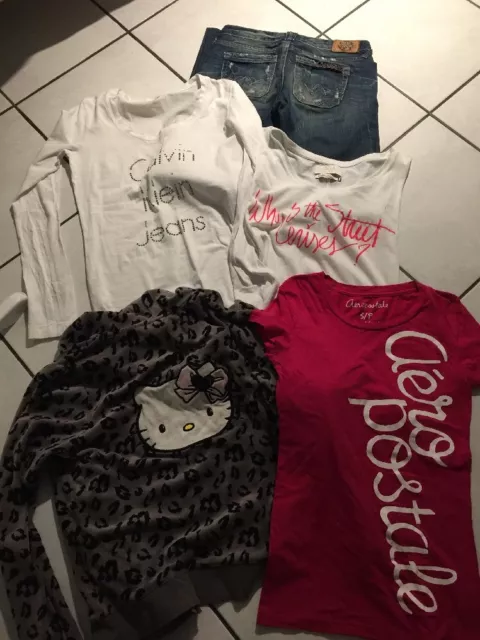 Lot Fille 14 Ans Jean  Top Le Temps Cerises Aeropostale C.klein Hello Kitty