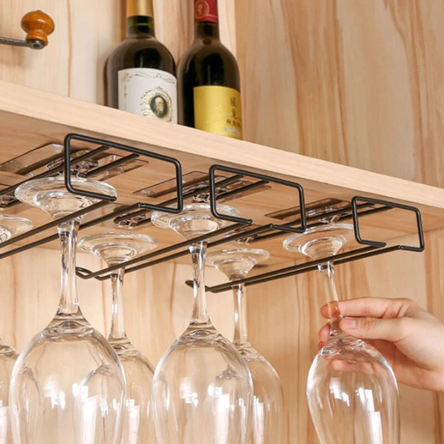 Estante de vino de hierro soporte de vidrio barra colgante acero inoxidable vaso de vino rac RF