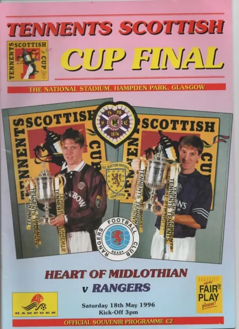 1996 Hearts v Rangers 18th May Scottish Cup Final Match @ Hampden Park