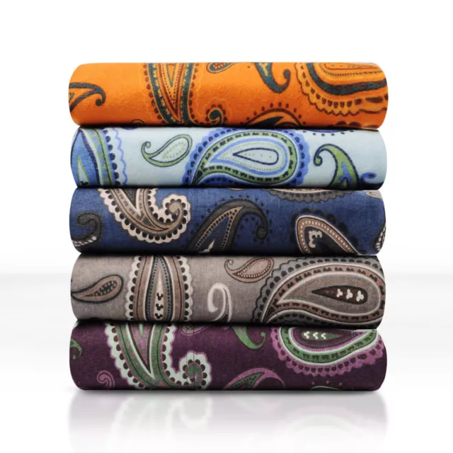 100% Cotton Flannel Paisley Traditional Bed Sheet Set With Pillowcases All Sizes