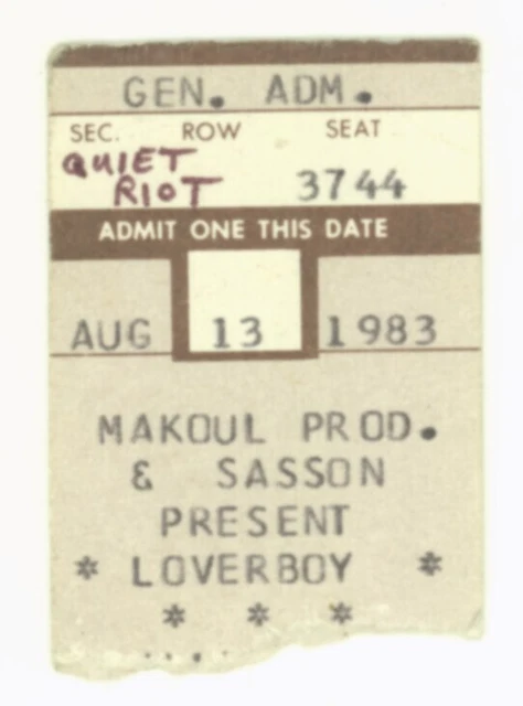 Loverboy & Quiet Riot 8/13/83 Allentown PA Fairgrounds Rare Ticket Stub