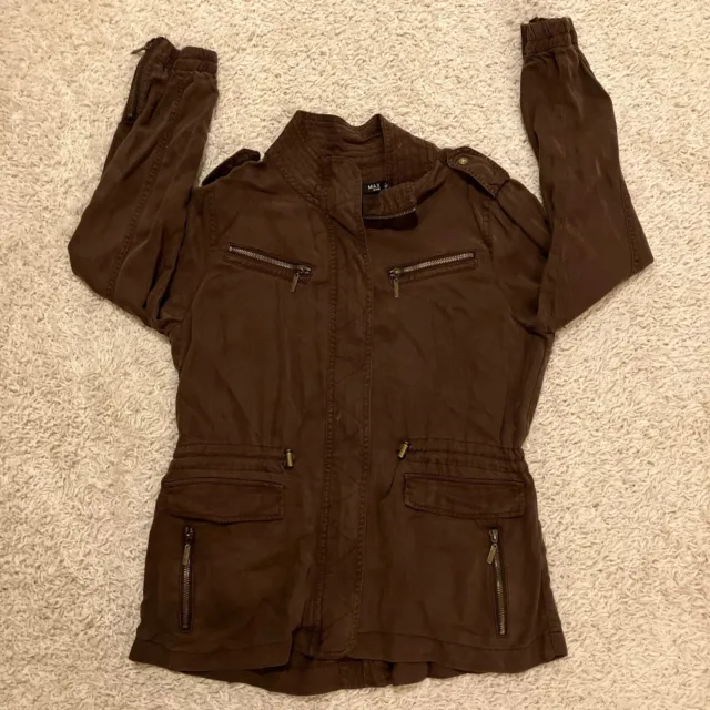 Max Jeans Brown Utility Full Zip Tencel Jacket Fall Coat Women’s Size Medium