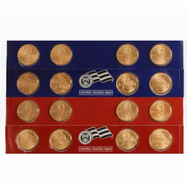 2009 P D Lincoln Bicentennial Satin BU Copper Cent US Mint Cello 8 Coin Set