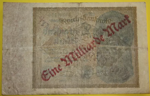 Banknote Deutschland Deutsches Reich, 1 Milliarde auf 1000 Mark Dez. 1922 (5538) 2