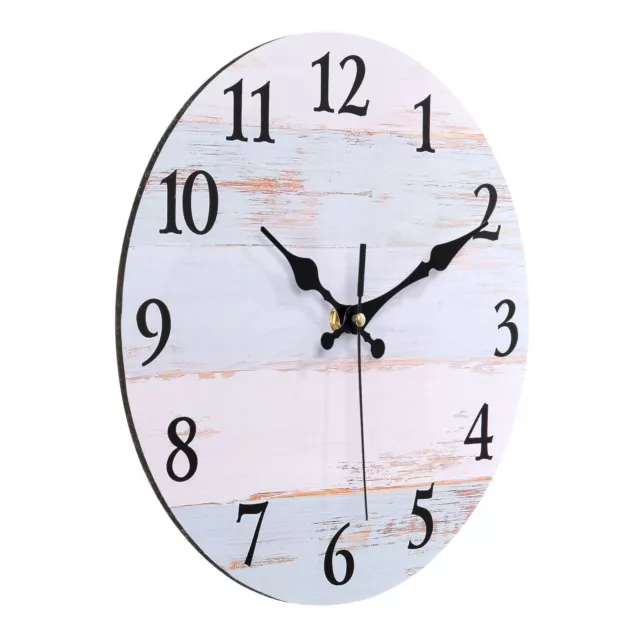 9 Inch Wooden Wall Clock, Quartz Battery Operated Silent Non-Ticking Retro Style