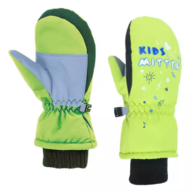 Winter Ski Gloves Kids Boys Girls Snow Mittens Waterproof Green XS