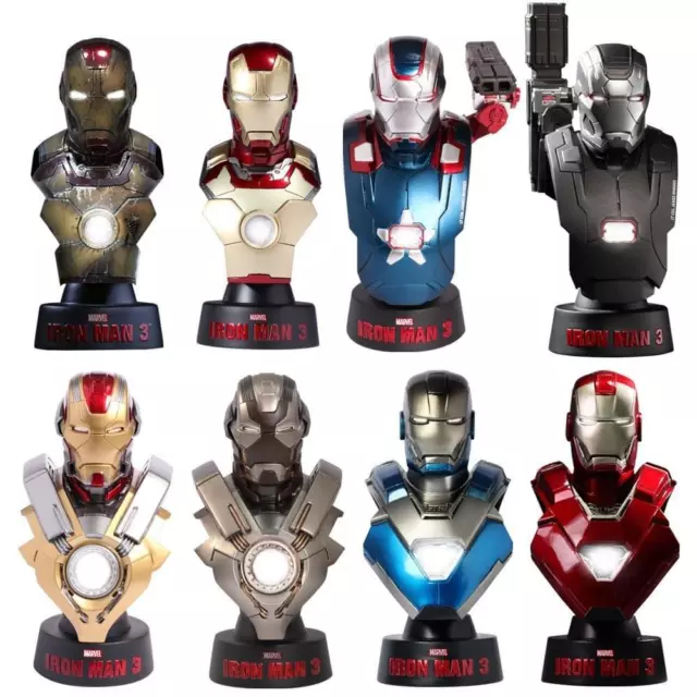 Iron Man 3 Hot Toys 4.5" Deluxe Mini Busto Set de 8