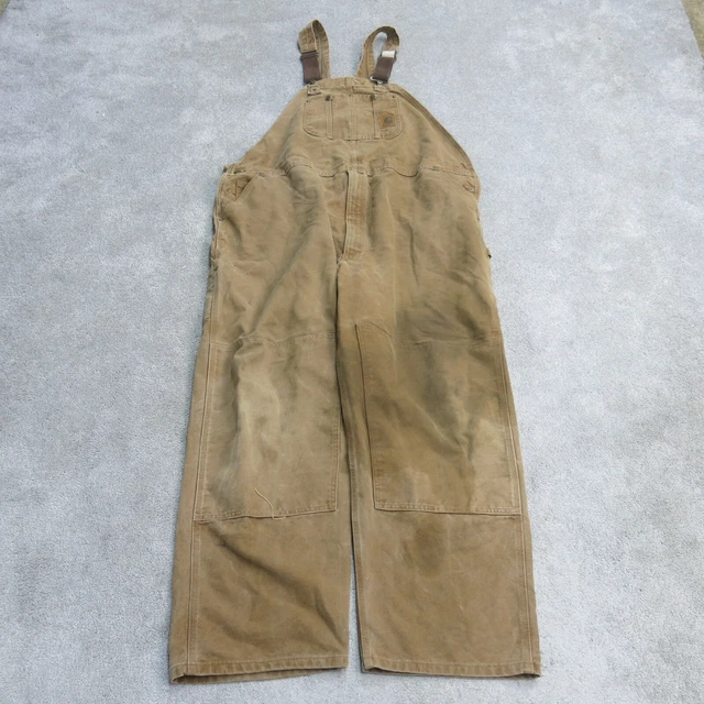 Carhartt Mens Insulated Bibs Overalls Jumpsuit Sleeveless 100%Cotton Khaki 50X32