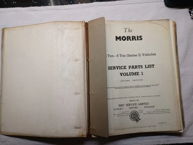 Morris Commercial Service Parts List 3 & 5 Ton Series 3 Vehicles 1961 edition