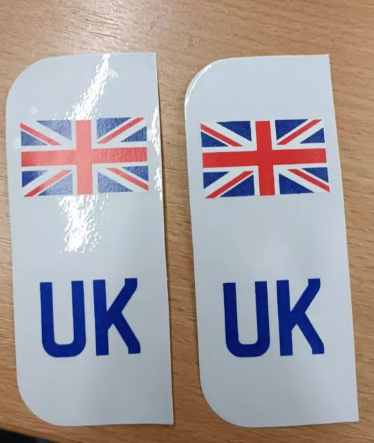 2 x UK Car Number Plate Flag Sticker - Union Jack EU GB BREXIT DRIVING