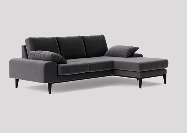 SWOON Tulum RHF Corner Sofa Easy Velvet Granite (1464)