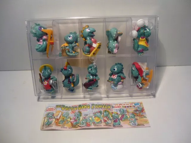 Ü-Ei-Figuren 1997  die Dapsy Dino Family 10 tlg + 1 BPZ + Sortierbox