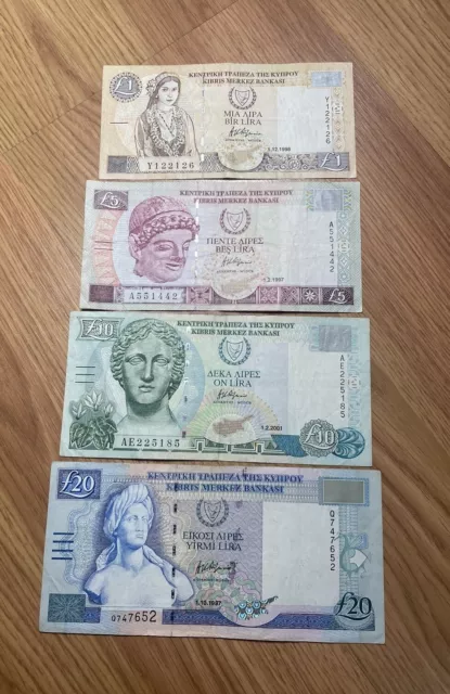 CYPRUS: Set of 1-5-10 Pound Cyprus Banknote, 1997-2001