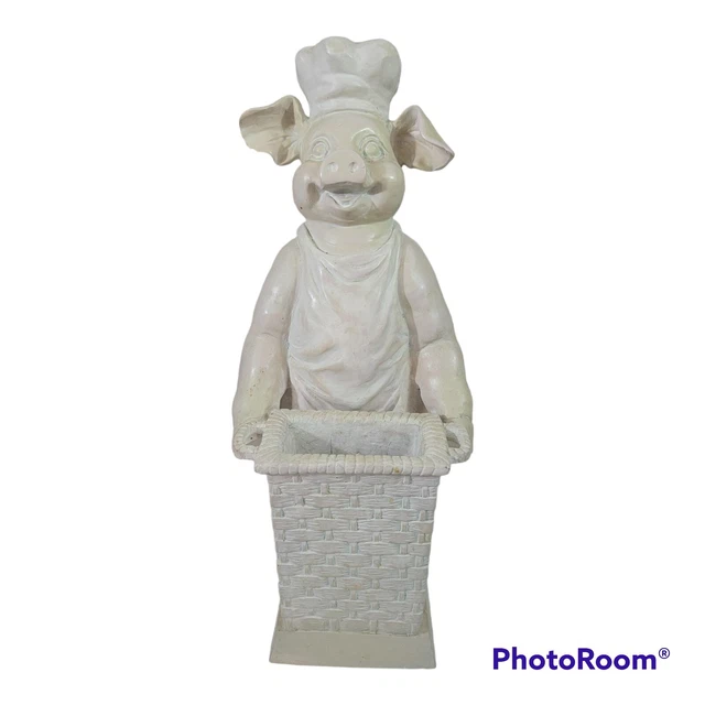PIG CHEF COOK Statue Large Kitchen Restaurant Decor Plaster 16