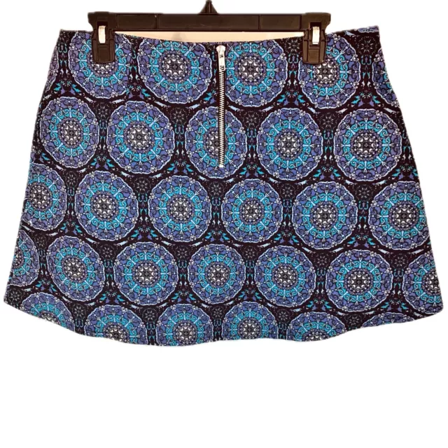 Motel Rocks Annie A-Line Mini Skirt in Mandala Blue Black Print High Waist Large 3