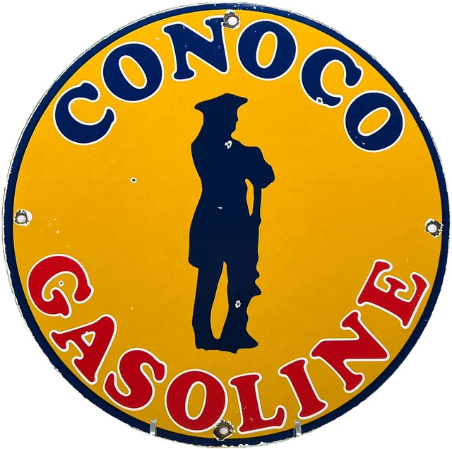 VINTAGE CONOCO GASOLINE Porcelain Sign Gas Station Pump Plate Motor Oil
