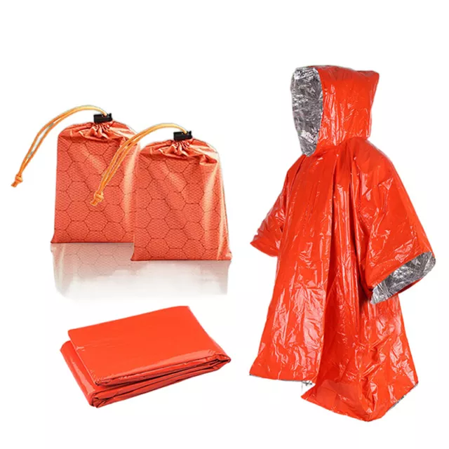 Emergency Water Proof Raincoat Aluminum Film Disposable Poncho Cold Insulatio-hf