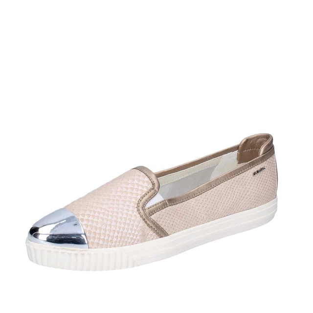 Chaussures Femme GEOX 40 Ue Mocassins Rose Cuir Or BE714-40