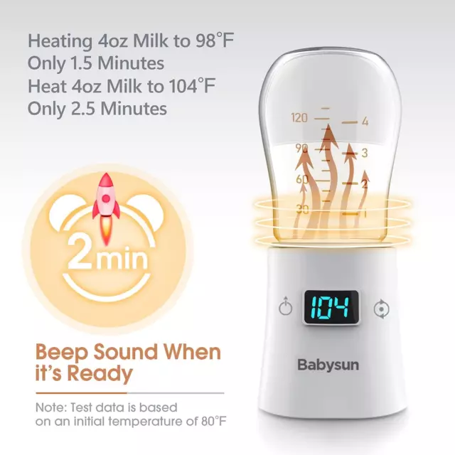 Portable Bottle Warmer Babysun Baby Bottle Warmer Quick Heating in 2 Minutes Rec 3