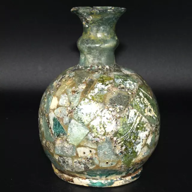 Large Ancient Roman Glass Bottle Vase with Beautiful Pattern from Israel