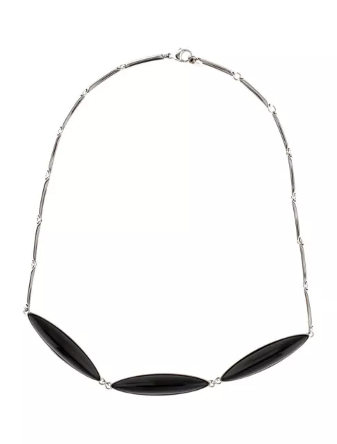 $1135 Lalique Eclat 3 Elementos Negro Cristal Esterlina Collar Nuevo Envolvente Retráctil