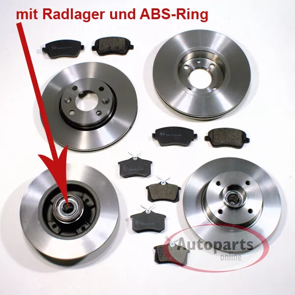 Bremsen Set 302 mm + 268 mm mit ABS Ringe Radlager vorne hinten für Peugeot 5008