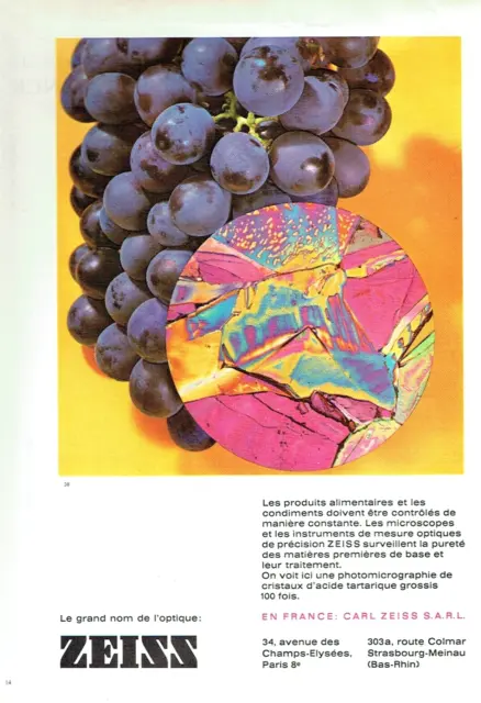 publicité Advertising 0423  1966  Zeiss  grand nom de l'optique  photomicrograph