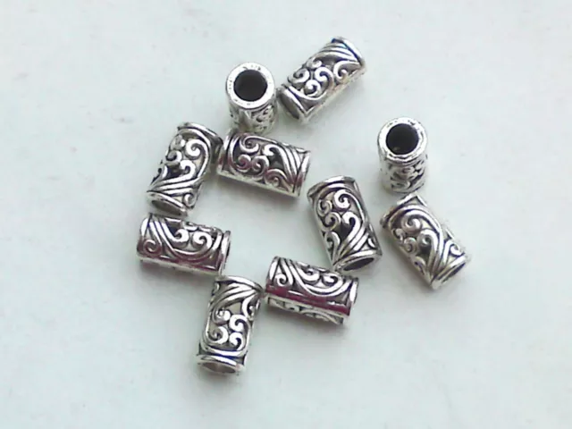 10x Zwischenperlen 9x5mm Spacer Zylinder Beads Großloch Perlen Röhrchen Basteln