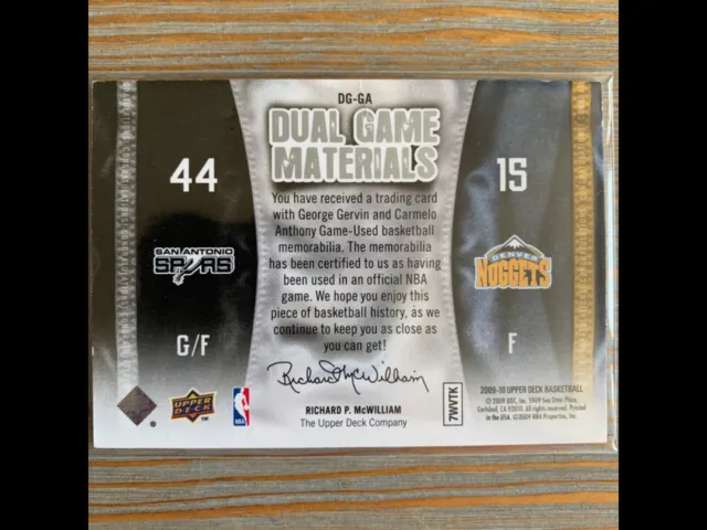 2009-10 Upper Deck Duel Game Materials Carmelo Anthony/shawn Marion #Dg-ma  at 's Sports Collectibles Store