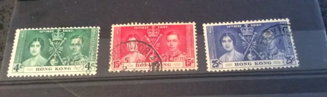 HONG KONG SG137-SG139 HK KGVI 1937 Coronation Set Fine Used